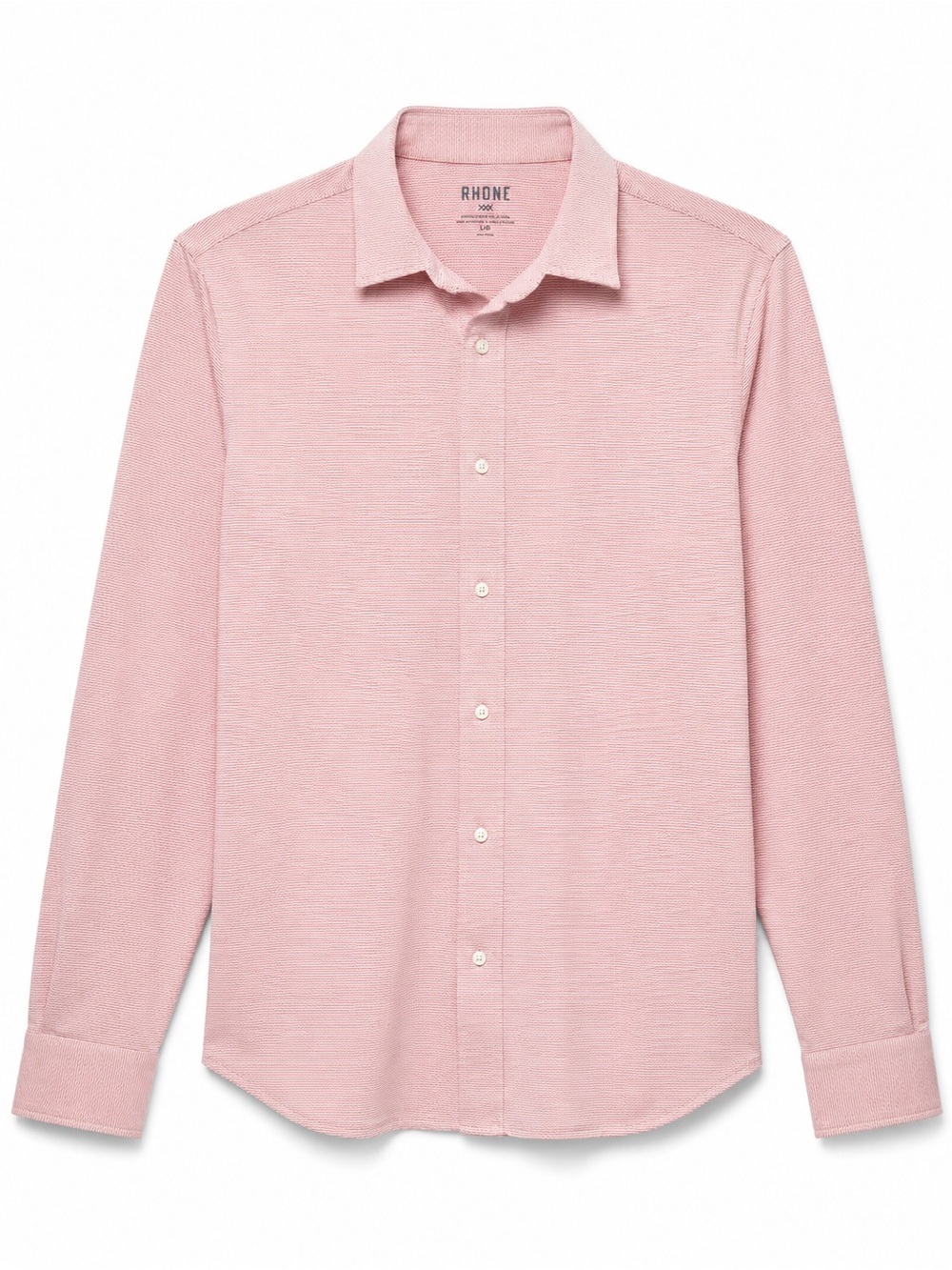 Rhone Commuter Button Down Shirt Pink Textured Stripe Large
